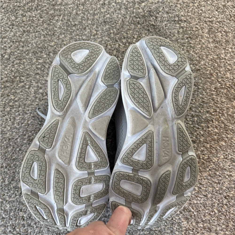 Hoka Light Gray and Orange Athletic Shoes - Picture 4 of 5